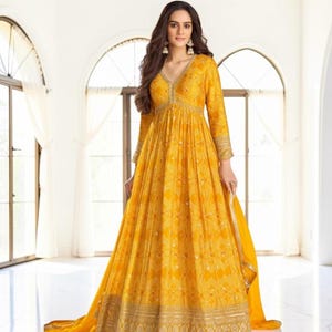 formal gown haldi dress for women Haldi Outfits: Shop Haldi Dresses for Bride Online in USA