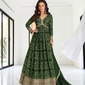 dark green eid dress Modest Green Eid Dress 23181Y