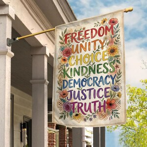 Freedom Unity Garden Flag, Human Rights Flag, Pride Floral Yard Flag, LGBT Justice Truth Outdoor Garden Flag,Political Home Decor NHPV10