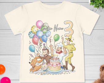 Personalized Curious George Birthday Shirt, Family Birthday Matching Shirt, Curious George Birthday Party Shirt,Monkey Birthday Shirt NHOI07
