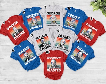 President Drinking Shirt, Bachelor Party Shirts, Drunk Presidents shirt, Funny 4th Of July Shirt, Group Matching Shirt NFRD05