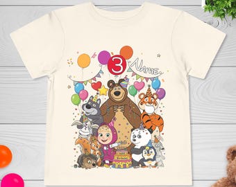 Marsha and the Bear Theme Birthday Family Shirts,Custom Marsha and the Bear Family Shirt, Family Matching Shirts, Birthday Shirts NHPE07