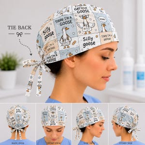 Funny Goose Scrub Cap, Surgical Cap, Silly Goose Nurse Cap, Honk Goose Medical Hat, Patchwork Healthcare Scrub Cap,Nurse Gift Idea NRD-VSH16