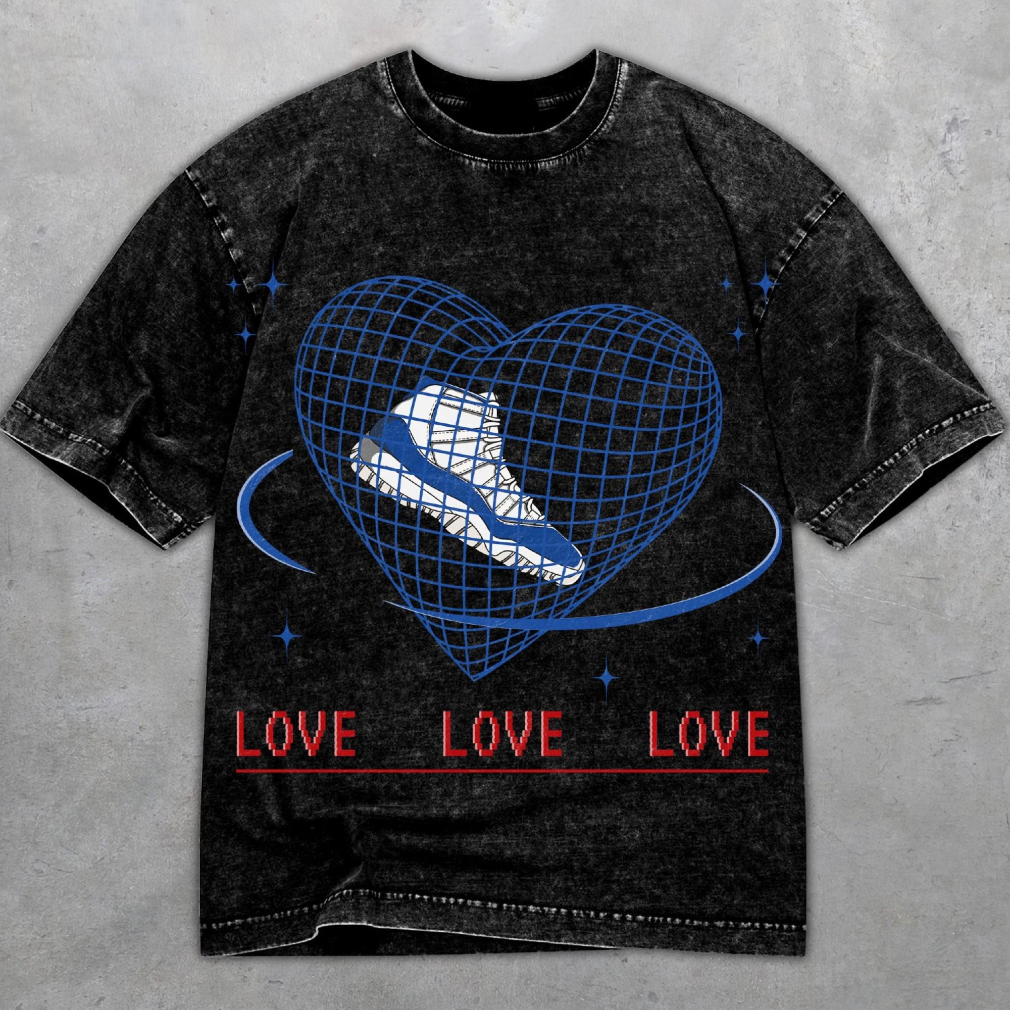 11 rare chemise délavée Air 11s, coeur de basket, chemises baskets assorties