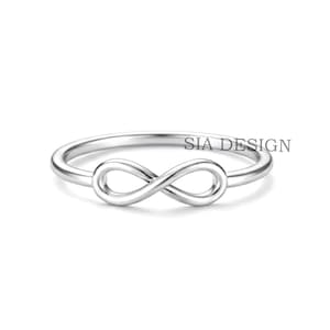 925 Sterling Silver Infinity Ring, Minimal Band Symbol Of Love, Eternity Loop Promise Jewelry, Eternal Figure Eight Friendship Gift Her