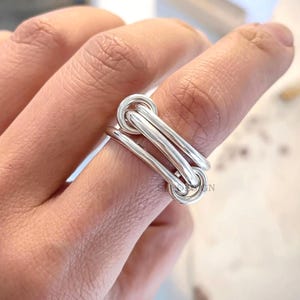 925 sterlingzilver 3 sets in elkaar grijpende bandring moderne Spinelli-stijl statement damesring sieraden