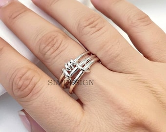 Sterling Silver Interlocking Ring Minimalist, Interlocking Ring, Stackable Ring, Silver Statement Ring, Modern Jewelry Gift for Women
