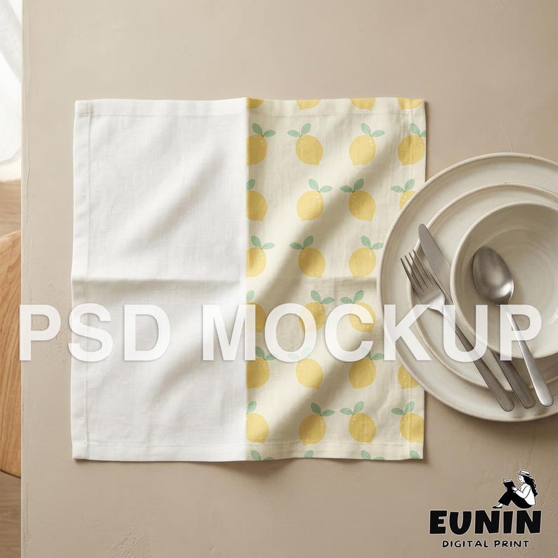 Object 794 Fabric Napkin Mockup PSD, Editable Smart Object, Linen Napkin Mockup ...