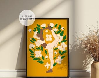 Woman Yoga Pose Gift Wall Art Print Poster, Yoga Studio Decor (Instant Download)