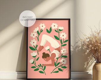 Yoga Studio Poster, Yoga Pose Wall Decor Print(Instant Download)