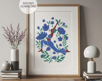 Yoga Pose Wall Decor Print, Home Studio Poster (Instant Download)