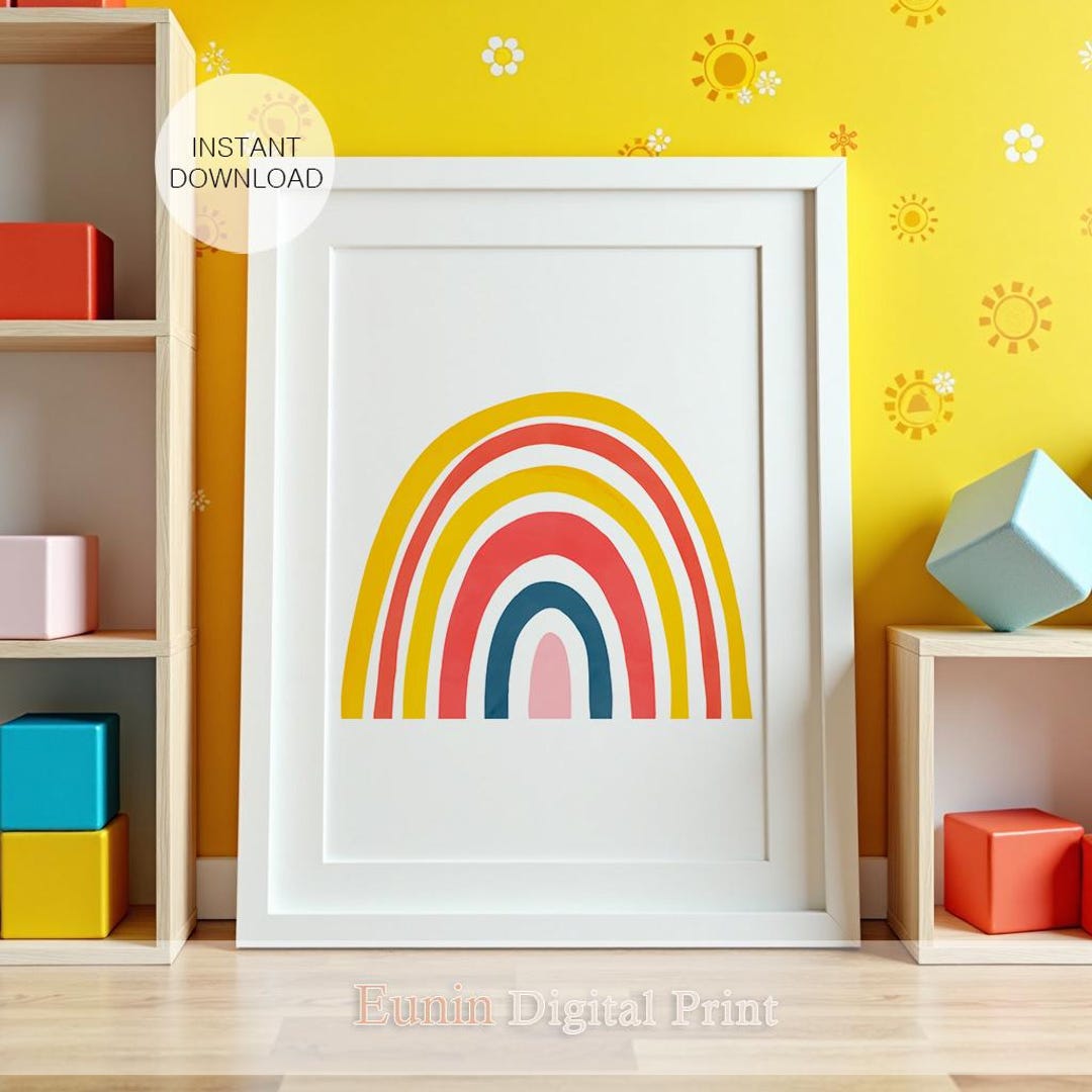 Rainbow Illustration Nursery Wall Decor: Classroom-playroom Prints ...