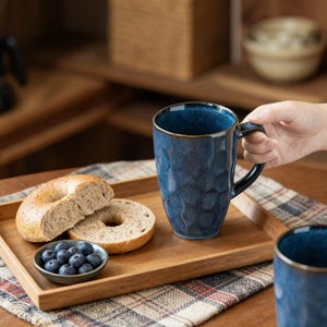 Blue Ceramic Coffee Mug Handmade Pottery Mug Large Tea Cup 500ml Rustic Stoneware Mug Unique Coffee Cup Gift for Coffee Lover