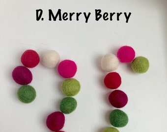 Merry Berry Mix - Wool Felt Ball Garland Kit - 2cm POM POM - Bunting - Choose your Quantity 25-50-100