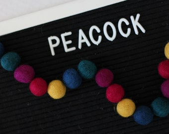 Peacock - Jewel Tones - Wool Felt Ball Garland Kit - 2cm POM POM - Bunting - Choose your Quantity 25-50-100