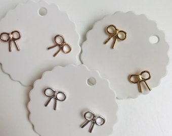 Stud Earrings -Bow shaped earrings - Mini Stud Earrings - Silver, Gold and Rose Gold