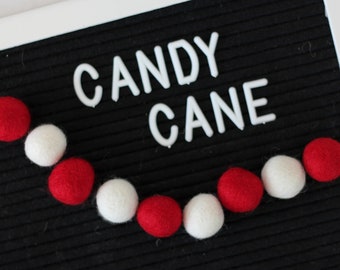 Candy Cane - Wool Felt Ball Garland Kit - 2cm POM POM - Bunting - Choose your Quantity 25-50-100
