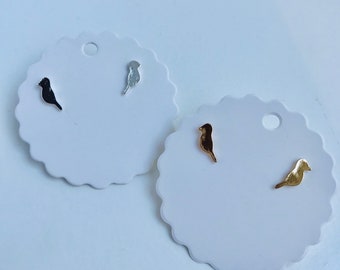 Stud Earrings - BIRD shaped earrings - Mini Stud Earrings - Gold & Silver