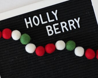 Holly Berry - Wool Felt Ball Garland Kit - 2cm POM POM - Bunting - Choose your Quantity 25-50-100