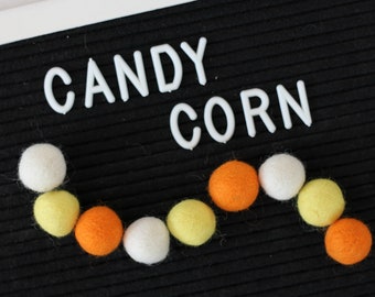 Candy Corn - Wool Felt Ball Garland Kit - 2cm POM POM - Bunting - Choose your Quantity 25-50-100