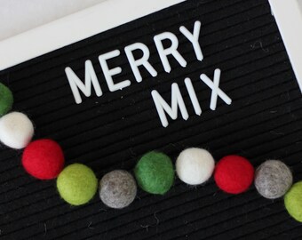 Merry Mix - Wool Felt Ball Garland Kit - 2cm POM POM - Bunting - Choose your Quantity 25-50-100