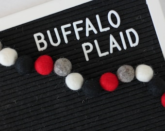 Buffalo Plaid - Wool Felt Ball Garland Kit - 2cm POM POM - Bunting - Choose your Quantity 25-50-100