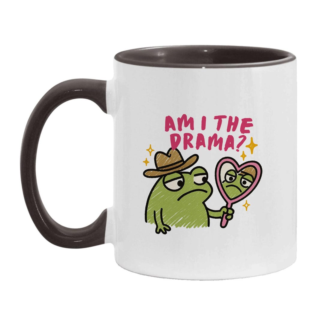 Funny Frog Am I the Drama Sarcastic Two-tone Color Accent Ceramic Mugs ...