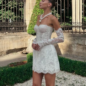 short wedding dress etsy LAM Dress Short Wedding Dress Lace Tulle Ruffle Skirt, Halter Mini Bridal Dress, Custom Dress, Plus Size, Lace Wedding Dress, Bridal Dress