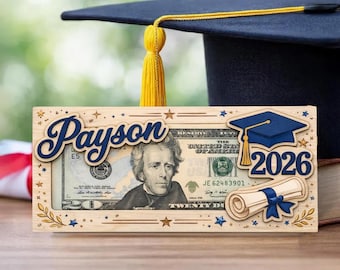 Custom Wooden Graduation Money Holder, Personalized Class of 2026 Cash Gift, High School Senior or College Grad Keepsake, Unique Gift Idea