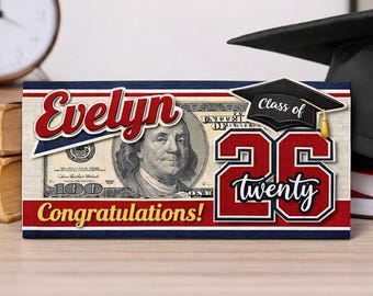 Personalized Graduation Money Holder, Class Of 2026 Custom Name Cash, Gift for High School Senior, Graduation Gift Keepsake