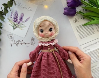 Amigurumi Doll Crochet Pattern, Handmade Girl Doll with Dress, Shoes & Scarf PDF, Beginner Friendly