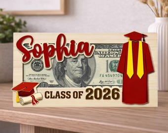 Custom Graduation Money Holder, Personalized Class of 2026 Cash Gift for Him Her, High School Senior Graduation Keepsake, Unique Grad Gift