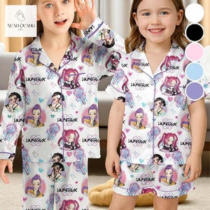 Kpop Demon Hunter Huntrix Pajamas Set, Original Fan-Inspired Sleepwear, Cute Satin PJs for Him & Her, Cozy Kpop Gift Idea