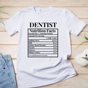 Dentist Nutrition Facts, PNG, SVG, Instant Download, Digital File, Sublimtation, Gift, Appreciation