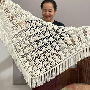 Handmade Crochet Shawl Wrap: Boho Winter Scarf, Unique Acrylic Yarn