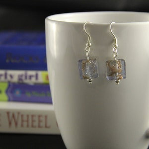 Square sparkle dangle earrings (glass)