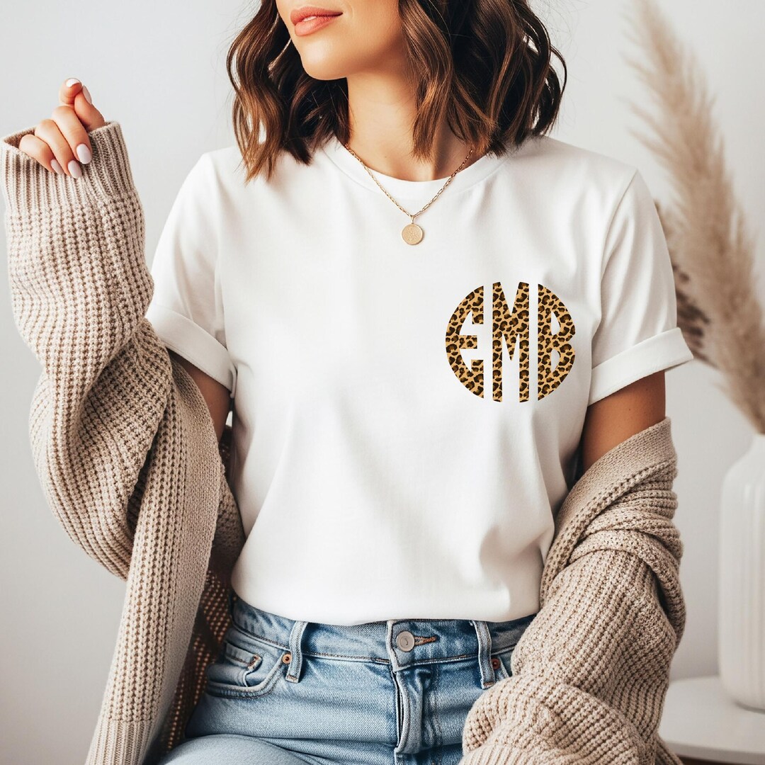 Monogrammed Shirt, Leopard Monogram Tshirt, Inexpensive Monogram Shirt ...