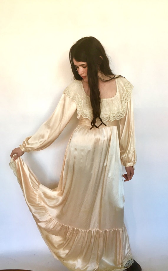 70s Gunne Sax Maxi Dress Bohemian Wedding Blush Iv