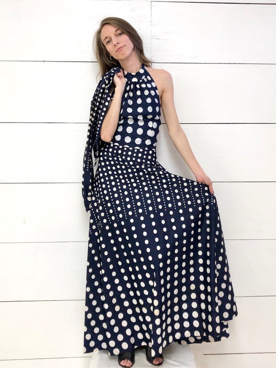 Vintage 70s Op Art Maxi Dress Disco Dress Designer