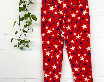 Vintage 60s Mod Pants Star Print Pants USA Red White Blue Hippie Pants Yippie Pants Abbie Hoffman