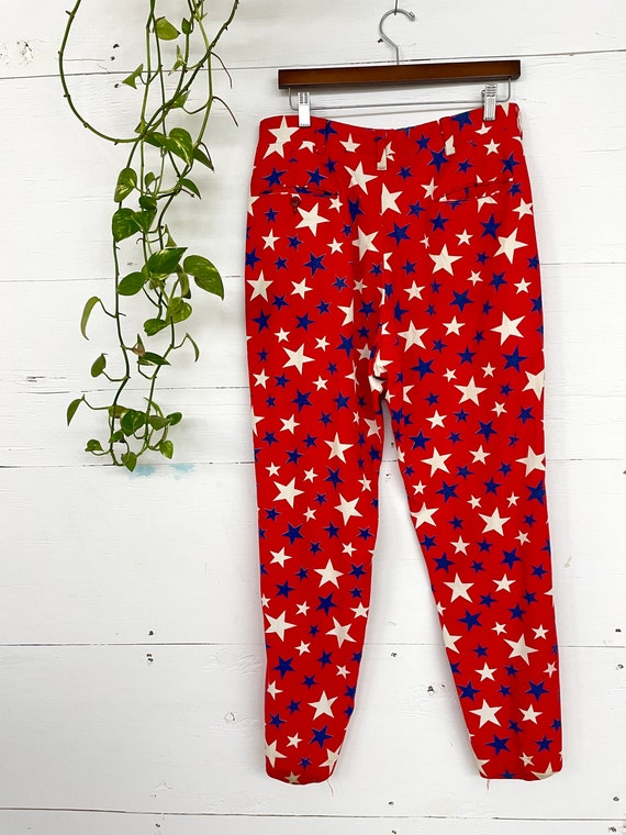 Vintage 60s Mod Pants Star Print Pants USA Red Wh… - image 1