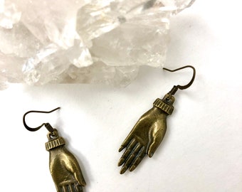 Hands of Fate Brass Earrings