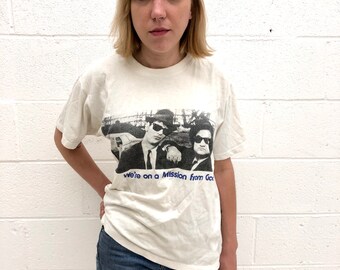 Vintage 90s Blues Brothers Tshirt We're on a Mission from God Tee SNL