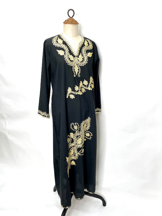 Vintage 70s Gold Embroidered Caftan