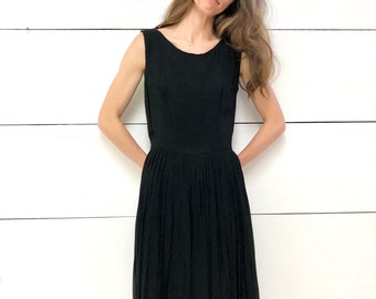 Vintage 50s/60s Bohemian Black Dress Classic Cocktail Dress Beatnik Modern