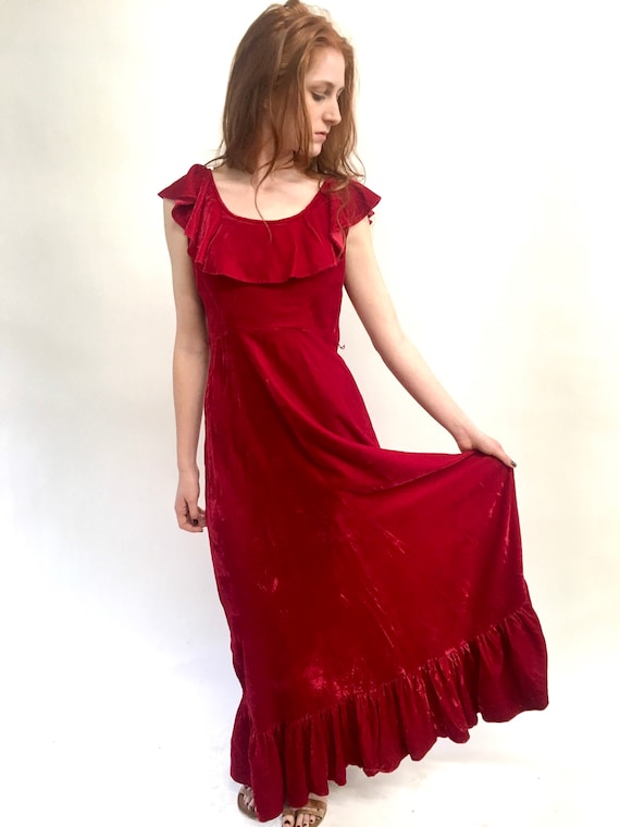 Vintage Red Velvet Holiday Party Dress