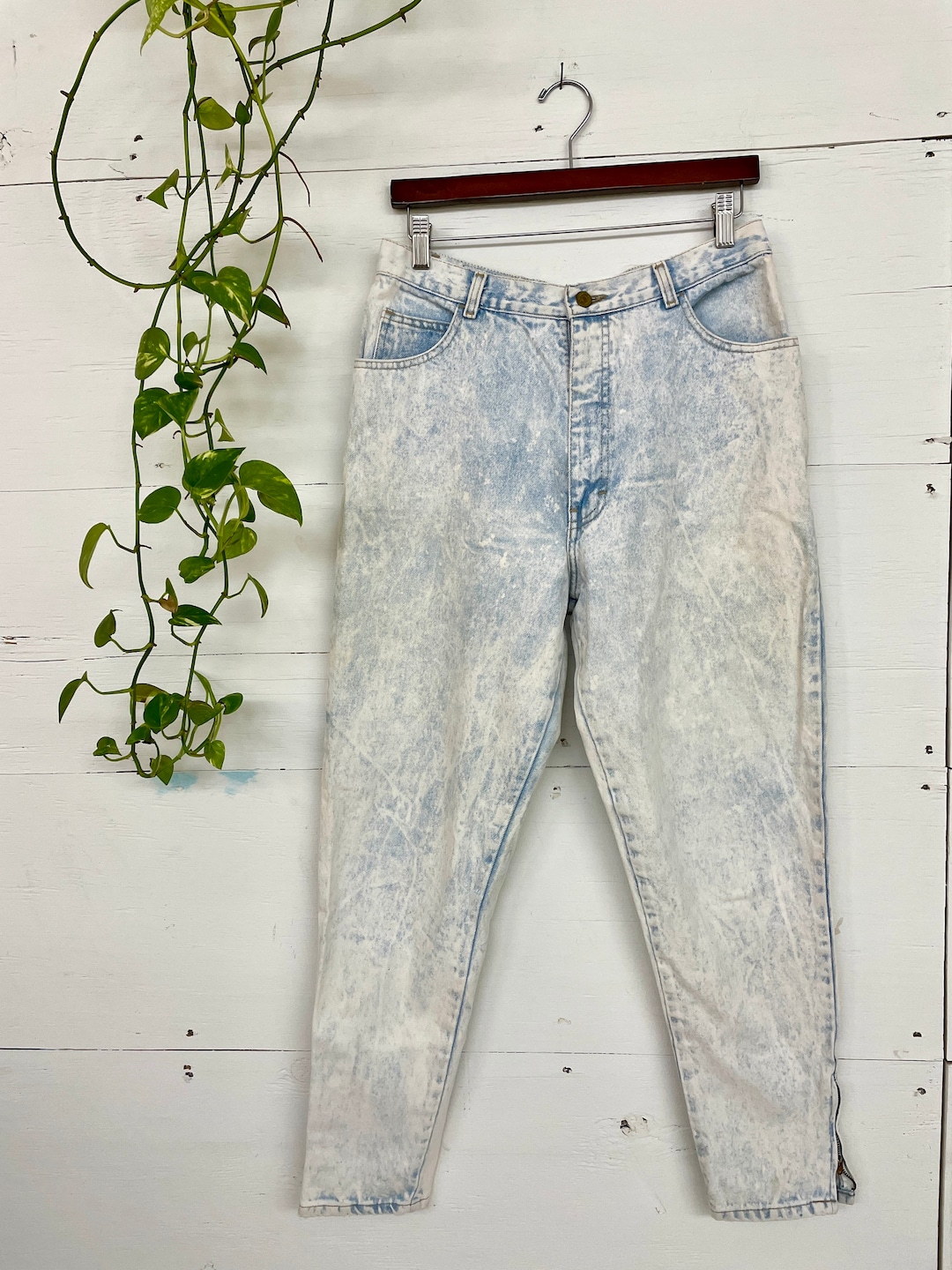 【NONCODE】Abi Vintage Wash Denim Pants 33x32 90s Light Wash High Waisted Dad Jeans Unisex – Flying