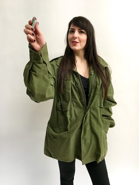 Vintage Army Coat 70s Army Jacket Olive Green