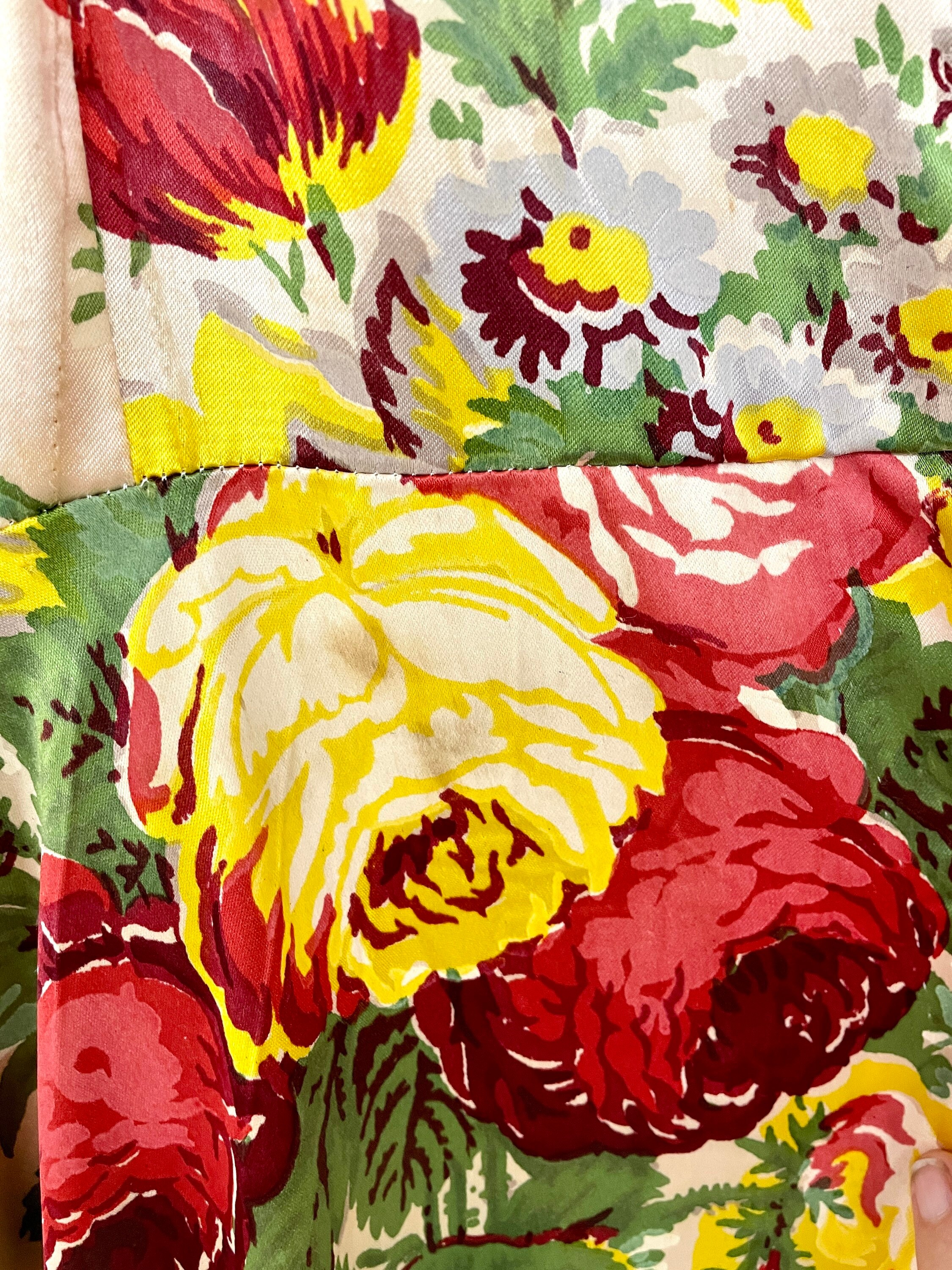 Vintage 1940s Satin Floral Robe Pale Pink Rose Print Dressing Etsy