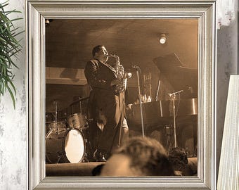 Cannonball Adderley at the Blue Note, 1960 Vintage Framed Print - Iconic Jazz Music Art for Classic Vinyl Lovers and Timeless Wall Decor